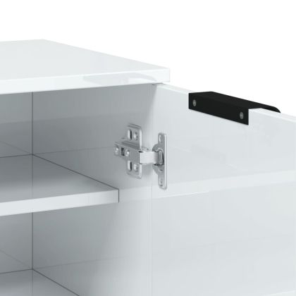 Шкаф за обувки, бял гланц, 59x35x100,5 см, инженерно дърво