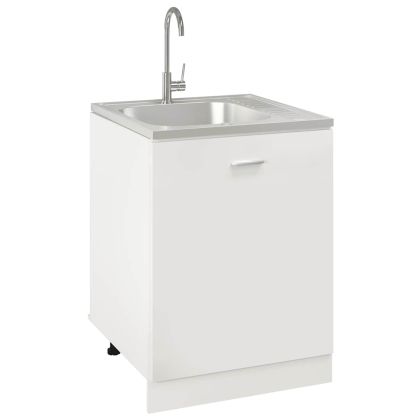 Кухненска мивка с отцедник, сребристо, 600x600x155 мм, инокс