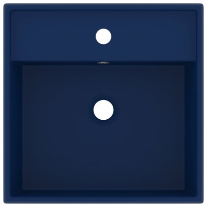 Мивка с преливник лукс квадрат тъмносин мат 41x41 см керамика