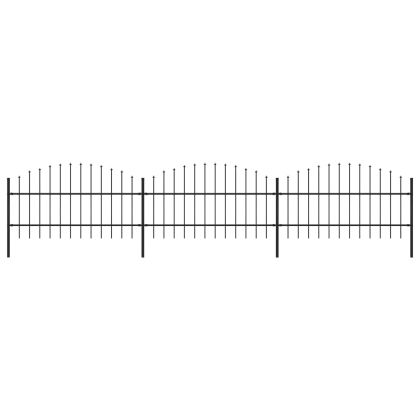 Градинска ограда с връх тип копие, стомана, 537x100 см, черна