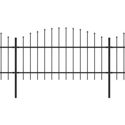 Градинска ограда с пики, стомана, (1-1,25)x13,6 м, черна