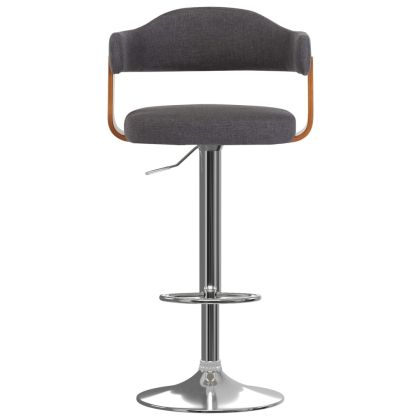 Бар табуретки, 2 бр, тъмносиви, извито дърво и текстил