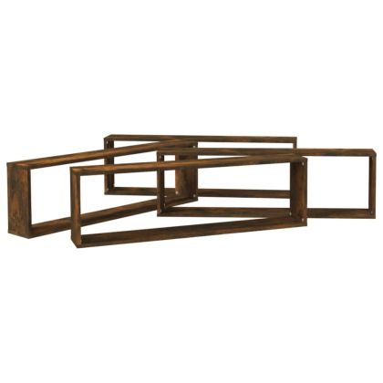 Стенни рафтове куб 4 бр опушен дъб 100x15x30 см инженерно дърво