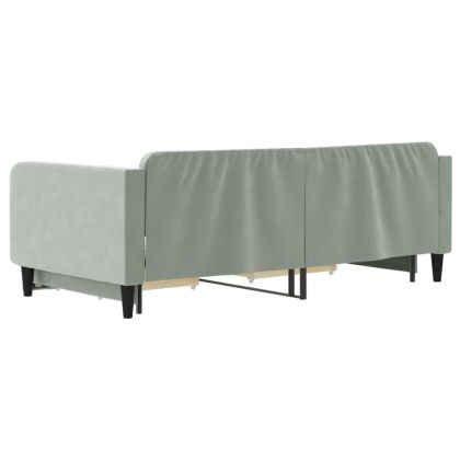 Канапе с изтеглящо легло и чекмеджета светлосив 100x200 см плат