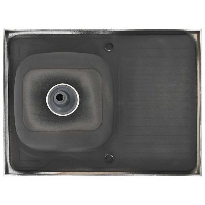 Кухненска мивка с отцедник, сребристо, 800x600x155 мм, инокс