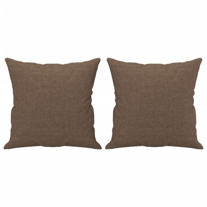 2-местен диван с декоративни възглавници кафяв 120 см плат