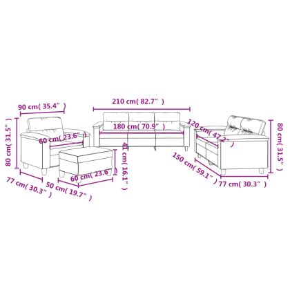 Комплект дивани 4 части с възглавнички тъмносив плат микрофибър