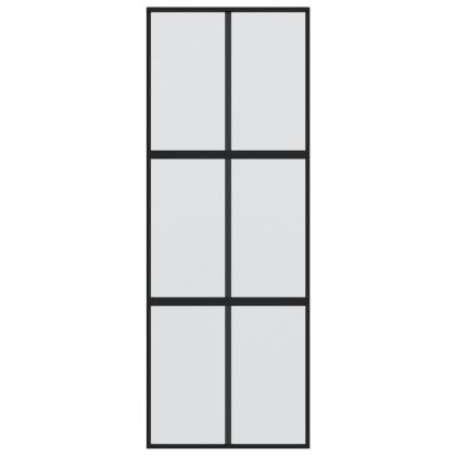 Плъзгаща се врата, черна, 90x205 см, закалено стъкло и алуминий