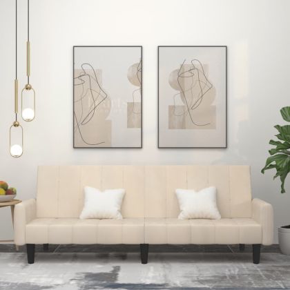 2-местно разтегателно канапе, кремаво, кадифе