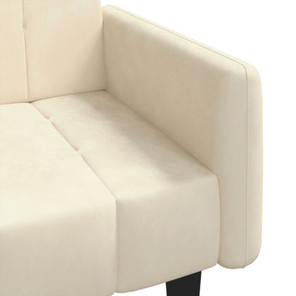 2-местно разтегателно канапе, кремаво, кадифе