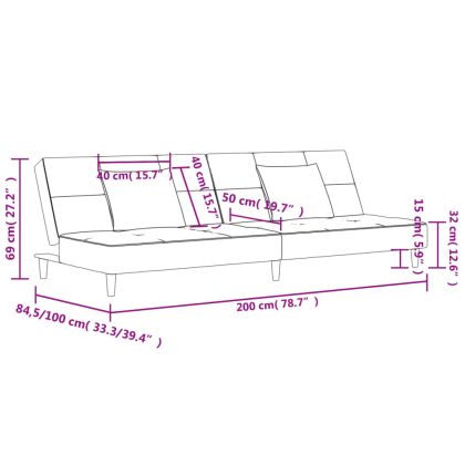 2-местно разтегателно канапе с две възглавници, жълто, кадифе