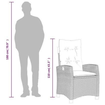 Градински трапезен комплект 9 части с възглавници сив полиратан