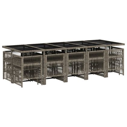 Градински комплект с възглавници 15 части полиратан сив