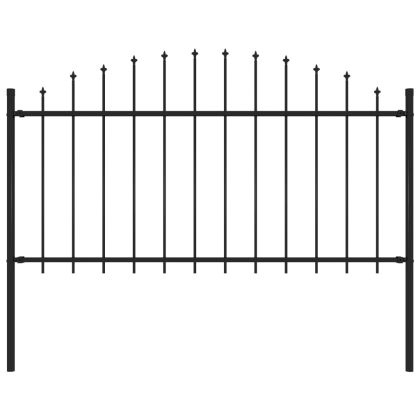 Градинска ограда с връх тип копие, стомана, 181x150 см, черна