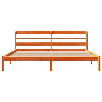Рамка за легло с табла, восъчнокафяв, 200x200 см, бор масив