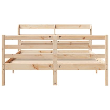 Рамка за легло с табла, 150x200 см, борово дърво масив