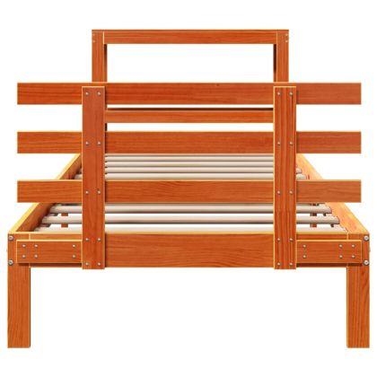 Рамка за легло с табла, восъчнокафяв, 100x200 см, масивно дърво