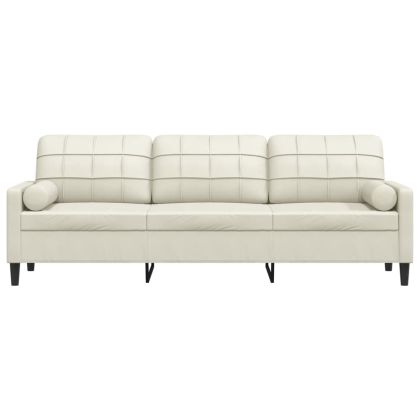 3-местен диван с декоративни възглавници кремав 210 см кадифе