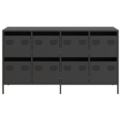 Бюфет, черен, 135x39x73,5 см, студеновалцувана стомана