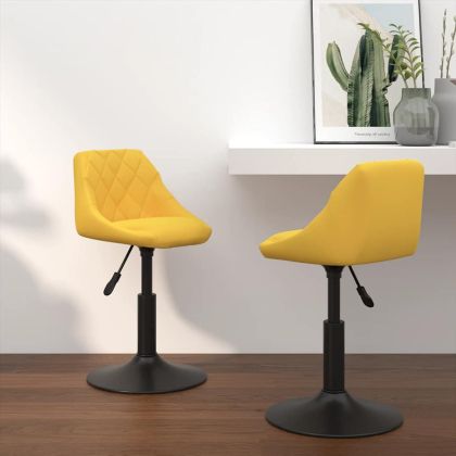 Въртящи трапезни столове, 2 бр, горчица жълто, кадифе