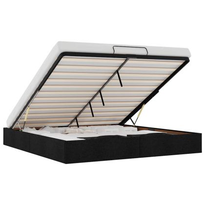 Османска рамка за легло без матрак, черна, 160x200 см, плат