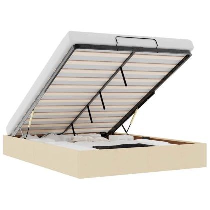 Османска рамка за легло без матрак, кремава, 140x200 см, плат