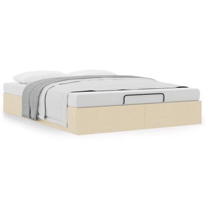 Османска рамка за легло без матрак, кремава, 140x200 см, плат