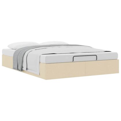 Османска рамка за легло без матрак, кремава, 140x200 см, плат