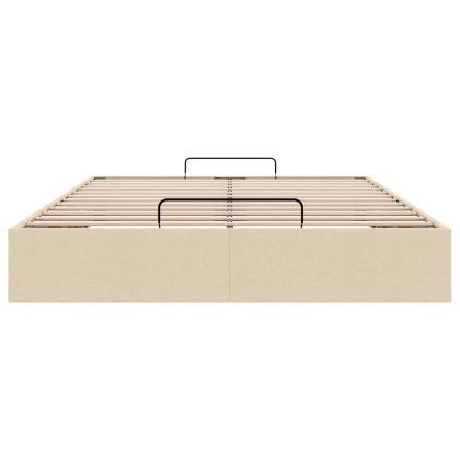 Османска рамка за легло без матрак, кремава, 140x200 см, плат