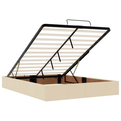 Османска рамка за легло без матрак, кремава, 140x200 см, плат