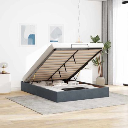 Османска рамка за легло без матрак, тъмносива, 140x200см кадифе