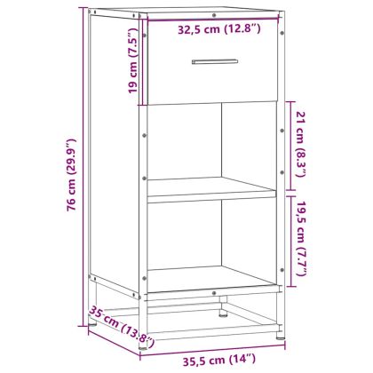 Сайдборд, дъб сонома, 35,5x35x76 см, инженерно дърво и метал