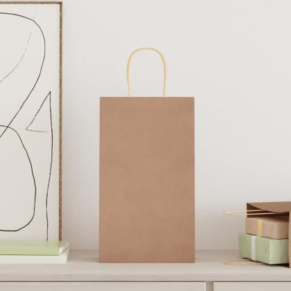 Хартиени торбички 50 бр с дръжки кафяви 21x11x36 см
