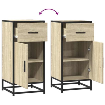 Сайдборд, дъб сонома, 35,5x35x76 см, инженерно дърво и метал