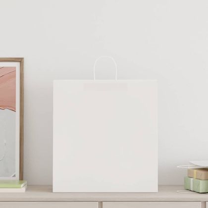 Хартиени торбички 250 бр с дръжки бели 45x17x48 см