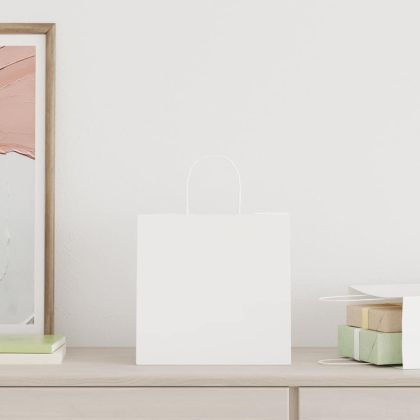 Хартиени торбички 250 бр с дръжки бели 26x17x25 см