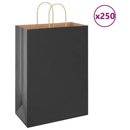 Хартиени торбички 250 бр с дръжки черни 32x17x44 см