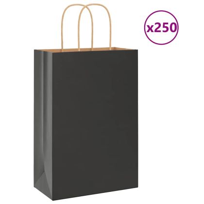 Хартиени торбички 250 бр с дръжки черни 21x11x31 см