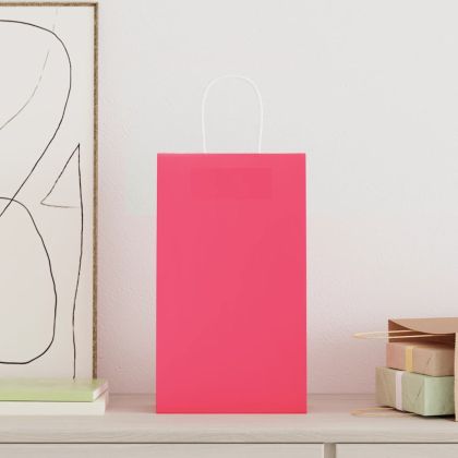 Хартиени торбички 250 бр с дръжки розови 21x11x36 см