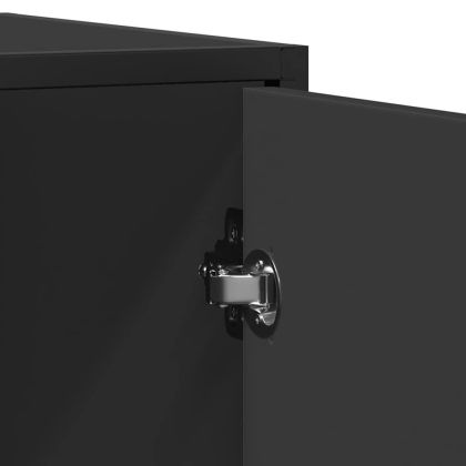 Сайдборд, черен, 92x35x76 см, инженерно дърво