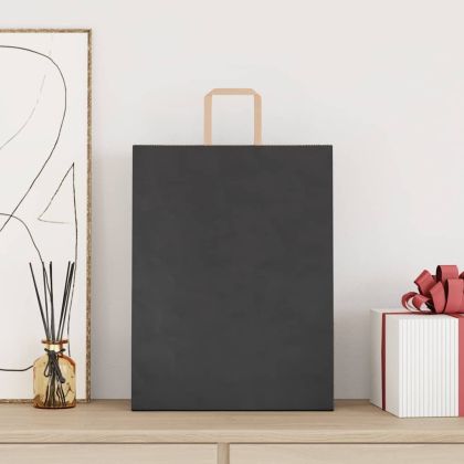 Хартиени торбички 250 бр с дръжки черни 32x12x42 см