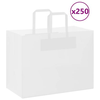Хартиени торбички 250 бр с дръжки бели 32x17x25 см