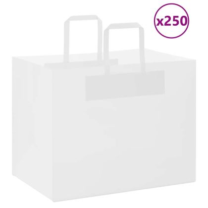 Хартиени торбички 250 бр с дръжки бели 32x22x24 см