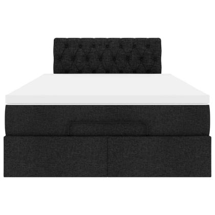 Османска легло с матрак, черно, 120x190 см, плат