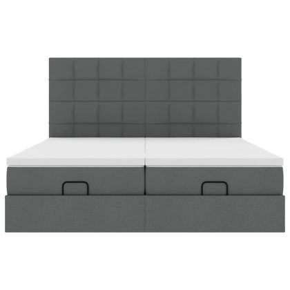 Османска легло с матраци, тъмносиво, 180x200 см, плат