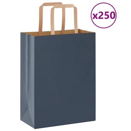 Хартиени торбички 250 бр с дръжки сини 21x11x28 см