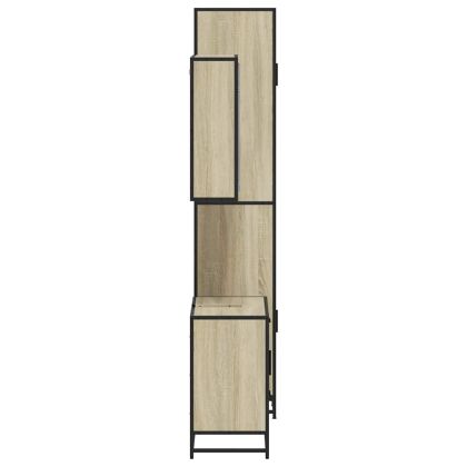 Комплект шкафове за баня от 3 части дъб сонома инженерно дърво