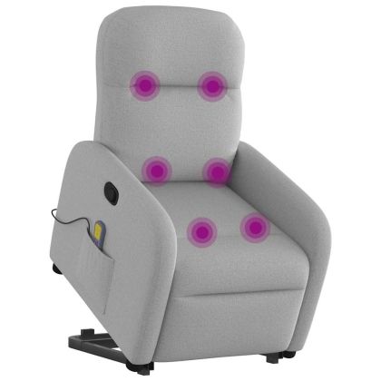 Изправящ масажен реклайнер стол, облачно сив, текстил