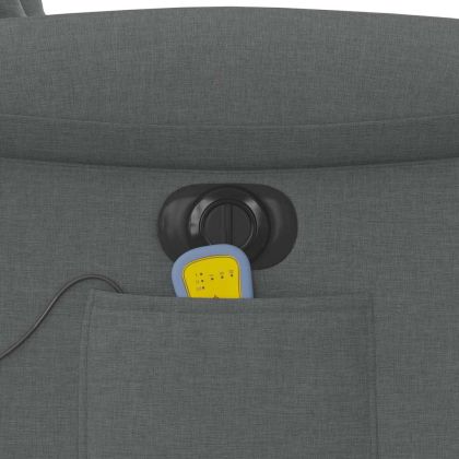 Електрически масажен реклайнер стол, тъмносив, текстил