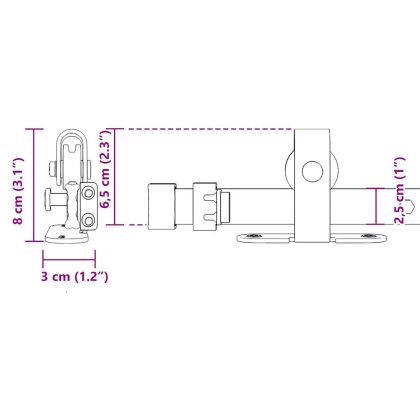 Комплект плъзгащи се врати за шкафове 91 см въглеродна стомана